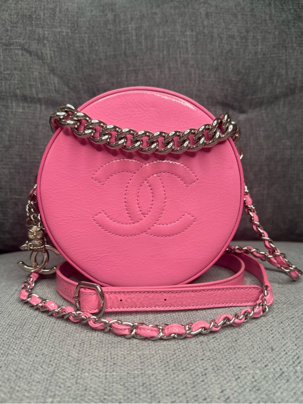 CHANEL CC “round As Earth” barbie Pink Glazed Calfskin Bag